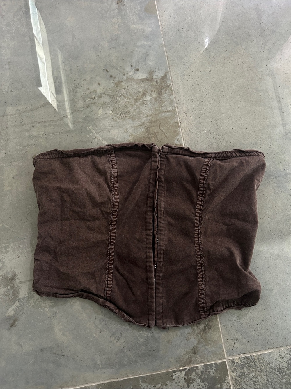 Free People Brown Strapless Corset-Style Tank
